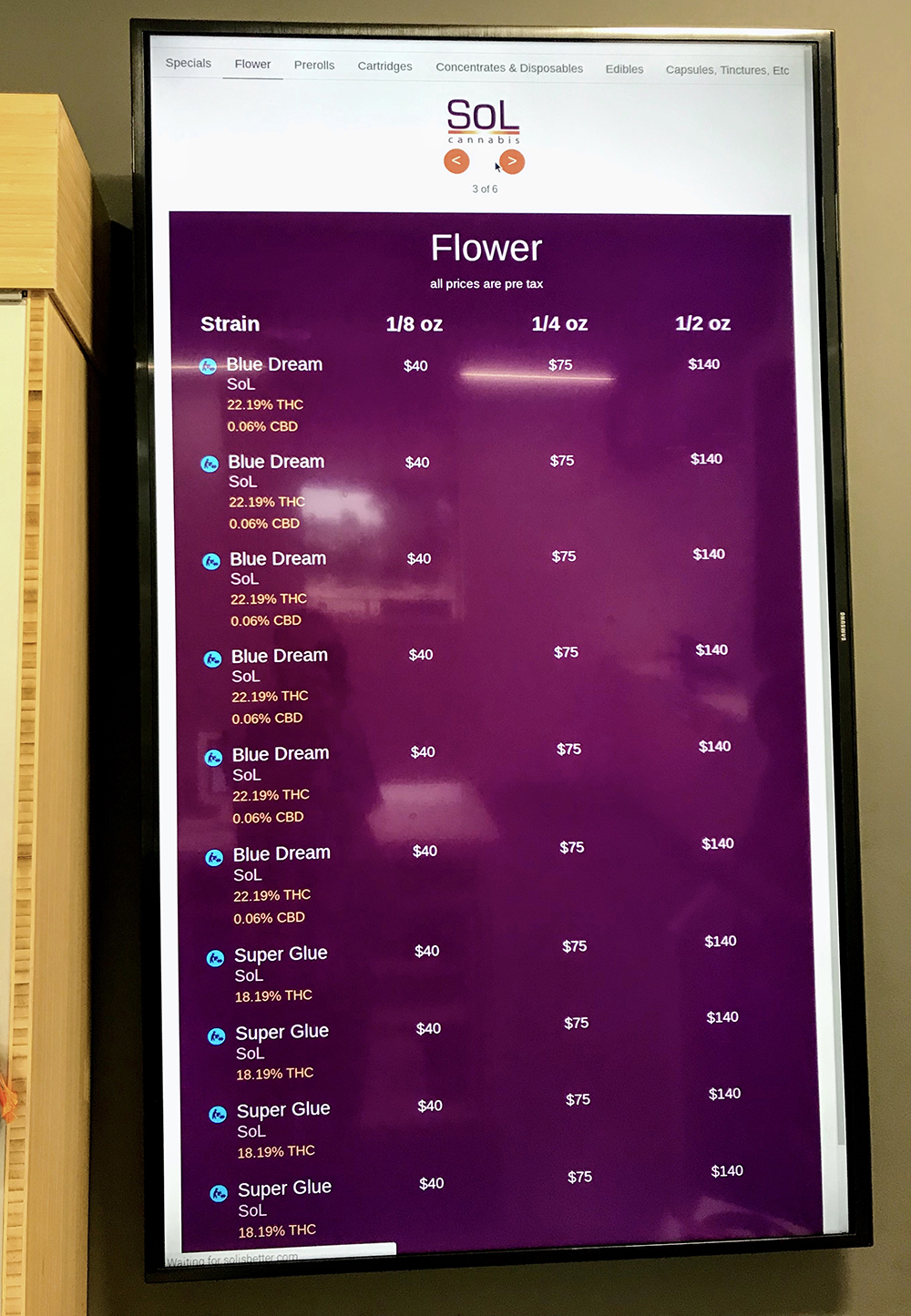 digital display menu